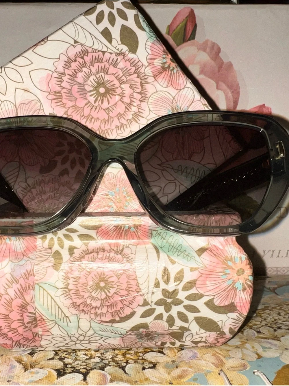 Tory Burch sage green Gloss Logo large cat eye Sunglasses